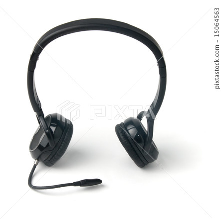 Black headphones isolated on a white background Black headphones isolated on a white background 15064563