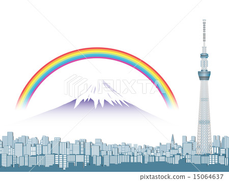 東京天空樹和富士山和彩虹 東京天空樹和富士山和彩虹 15064637