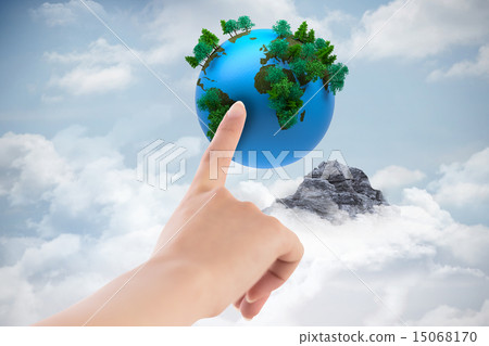 Composite image of female hand pointing Composite image of female hand pointing 15068170