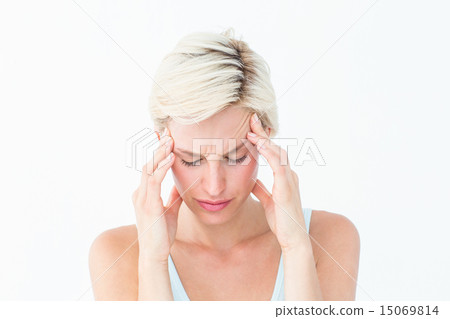 Pretty blonde suffering from headache Pretty blonde suffering from headache 15069814