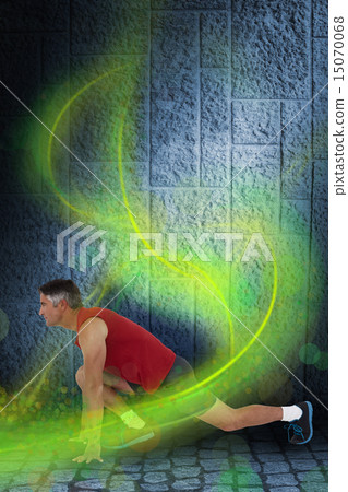 Composite image of fit man stretching his legs 15070068