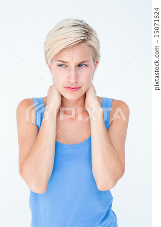 Woman suffering from neck pain Woman suffering from neck pain 15071824