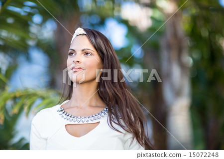 Thoughtful beautiful woman looking away 15072248