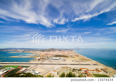 Gibraltar Airport Runway and La Linea Town 15074834