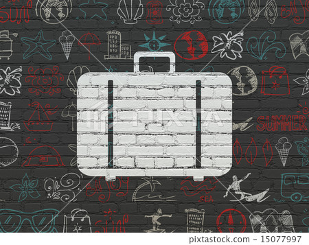 Vacation concept: Bag on wall background Vacation concept: Bag on wall background 15077997