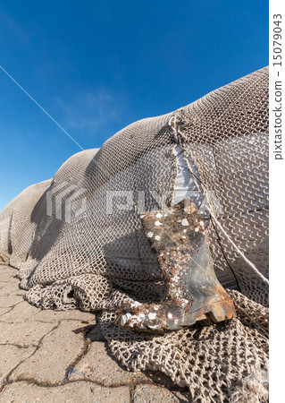 Fishing nets drying after the fishing Fishing nets drying after the fishing 15079043