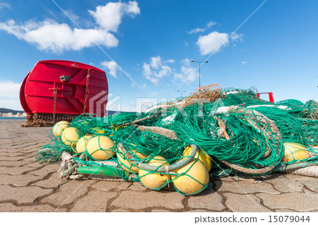 Fishing nets drying after the fishing 15079044