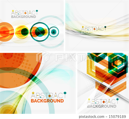 Set of abstract geometric backgrounds. Waves, triangles, lines 15079189