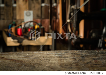 Leather crafting tools on working desk 15080017