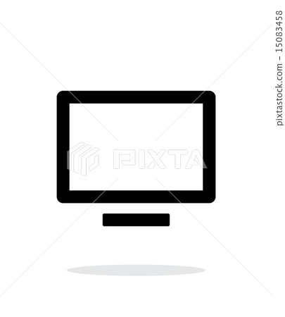 Flatscreen TV simple icon on white background. 15083458