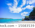 Blue sky and clouds and private beach 15083539