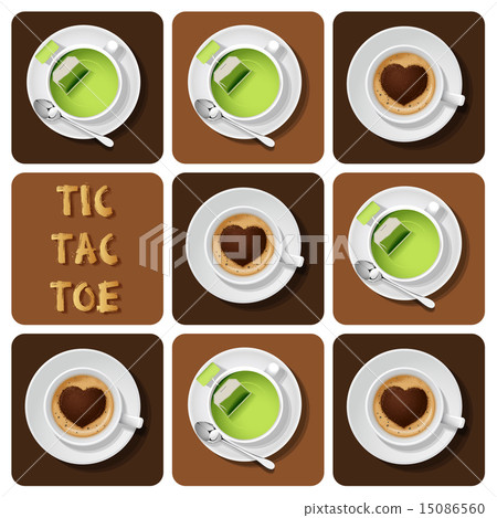 Tic-Tac-Toe of green tea and cappuccino 15086560