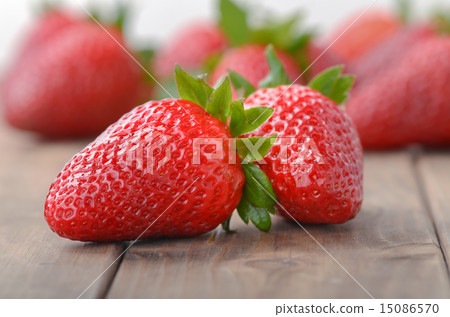 two strawberries closeup 15086570