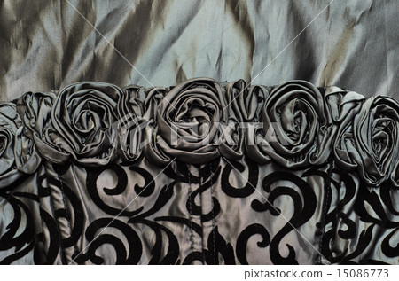 close up of black silk cloth with roses close up of black silk cloth with roses 15086773