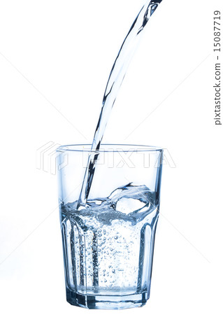 Pouring water into glass on white background Pouring water into glass on white background 15087719