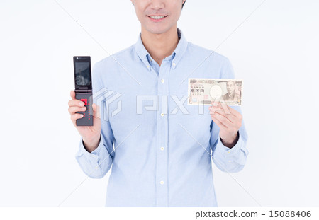 Young man (mobile purchase) 15088406
