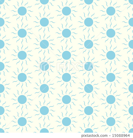 Blue Sun Seamless Pattern on Pastel Background 15088964