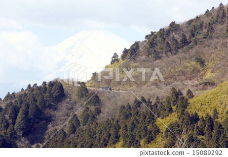Ashinoko Skyline near Spring and Buddhist Fuji rising in the background Ashinoko Skyline near Spring and Buddhist Fuji rising in the background 15089292
