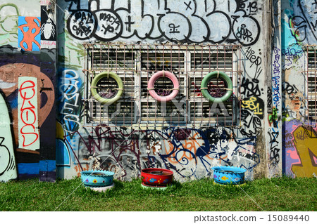 Giant graffiti on abandoned building Giant graffiti on abandoned building 15089440