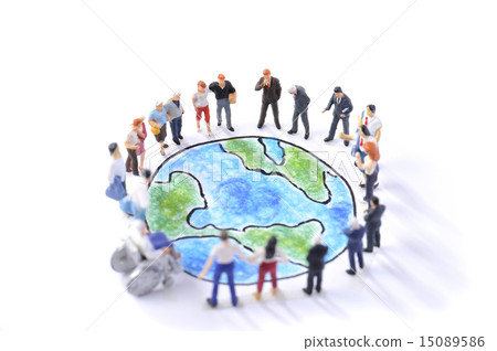 Many people staring around the blue earth 15089586