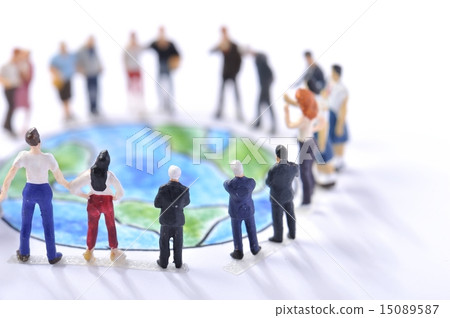 Many people staring around the blue earth Many people staring around the blue earth 15089587