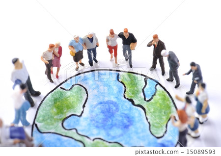 Many people staring around the blue earth Many people staring around the blue earth 15089593