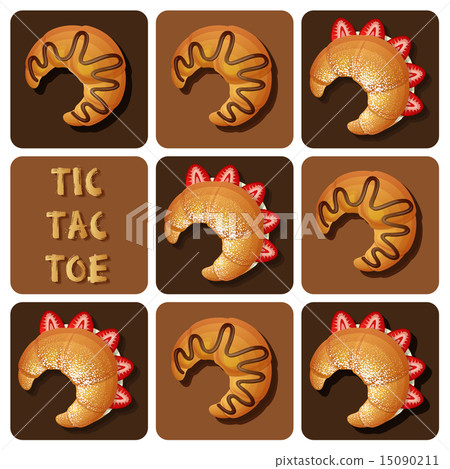 Tic-Tac-Toe of strawberry and chocolate croissant 15090211