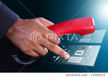 Man hand with telephone, communication concept Man hand with telephone, communication concept 15090925