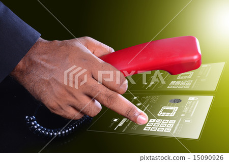 Man hand with telephone, communication concept Man hand with telephone, communication concept 15090926