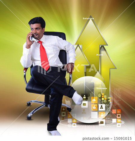 Business man sitting growth graph Business man sitting growth graph 15091015