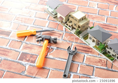 住宅模型內襯許多磚 15091896