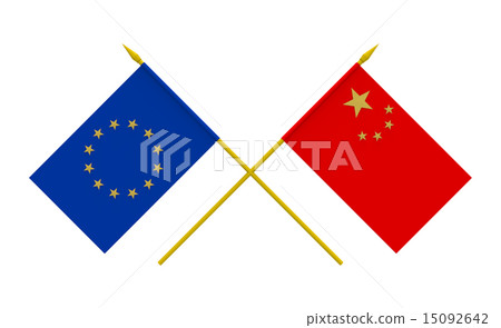 Flags, China and European Union 15092642