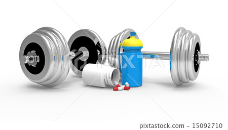 Dumbbells with vial of pills 15092710