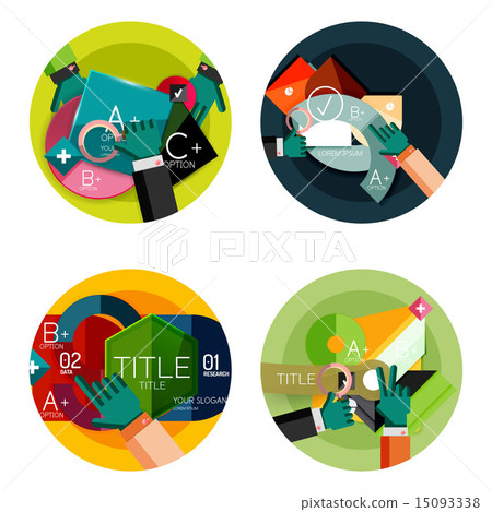 Collection of flat web infographic concepts and banners, various universal set Collection of flat web infographic concepts and banners, various universal set 15093338