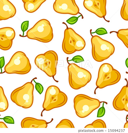 Seamless pattern with stylized fresh ripe pears 15094237
