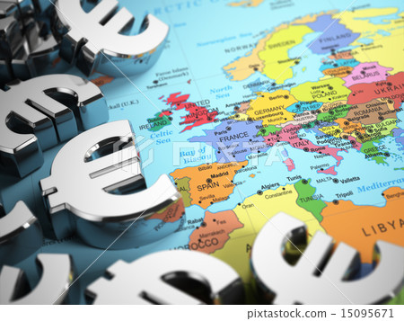 Euro sign on the world map background 15095671