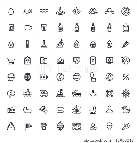 Stroke Water Icons Set 15096218