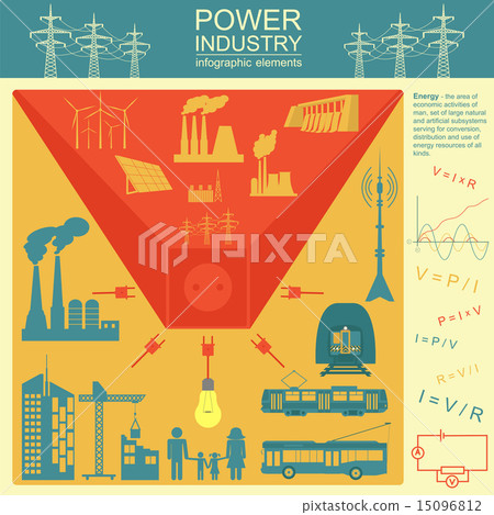 Power energy industry infographic, electric system Power energy industry infographic, electric system 15096812
