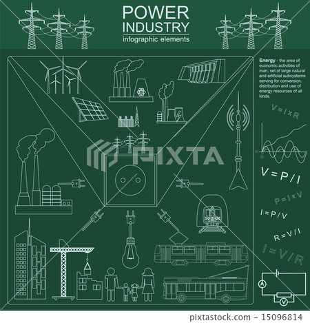 Power energy industry infographic, electric system 15096814