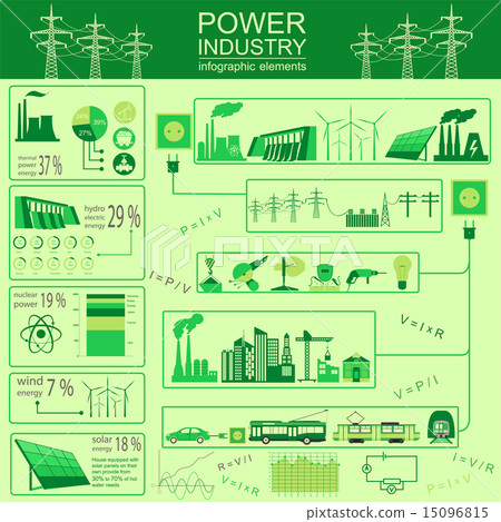 Power energy industry infographic, electric system 15096815