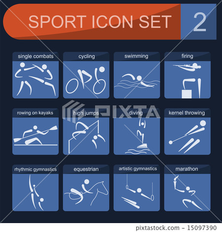 Sport icon set. Flat style 15097390