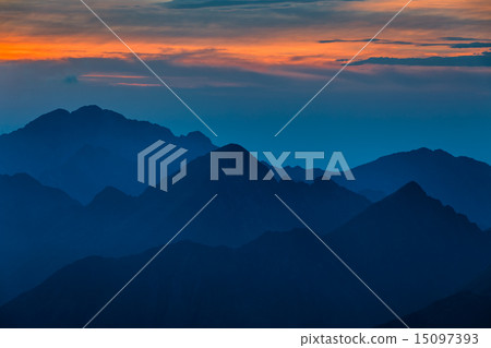 Sunset over the Fagaras Mountains  15097393