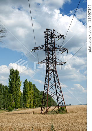 power transmission tower on field power transmission tower on field 15097543