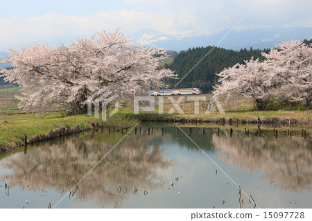 Snowfall / Yamagata bullet train E3 series and spring northern spring 15097728