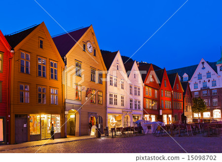Famous Bryggen street in Bergen - Norway 15098702
