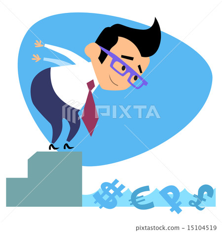 Businessman swimmer jumps pool with money 15104519