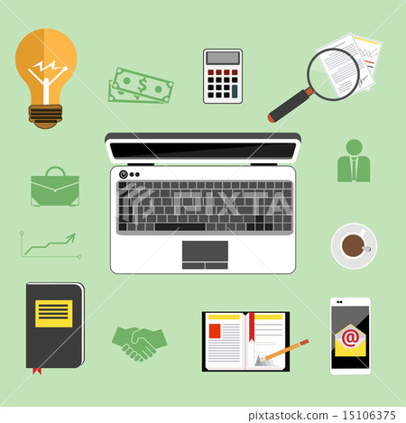 Businessman work desk flat concept Businessman work desk flat concept 15106375