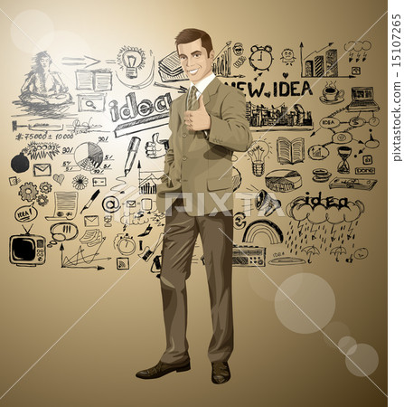 Vector Business Man Shows Well Done Vector Business Man Shows Well Done 15107265