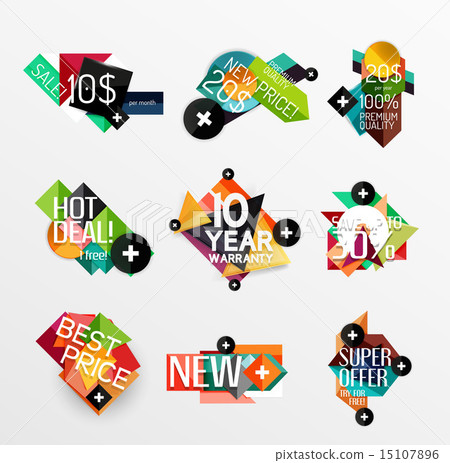 Set of labels, stickers, banners, badges and elements for sale Set of labels, stickers, banners, badges and elements for sale 15107896