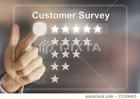 business hand pushing customer survey business hand pushing customer survey 15109465